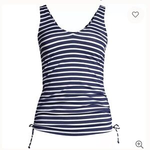 Lands' End Navy and White Striped Underwire Tankini Top Size 2